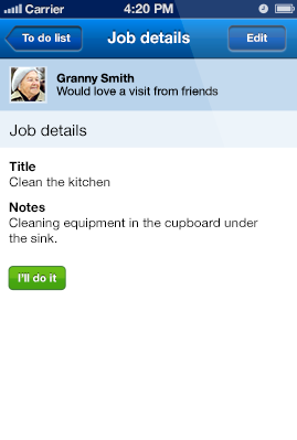 Photo: Screen shot of the iPhone job details page