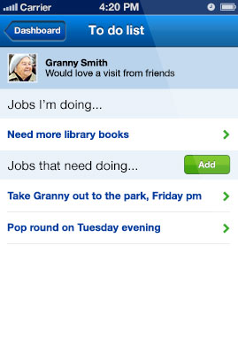 Photo: Screen shot of the iPhone 'To do list' page